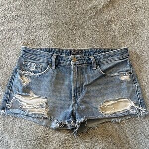 Abercrombie & Fitch Ripped Blue Jean Shorts